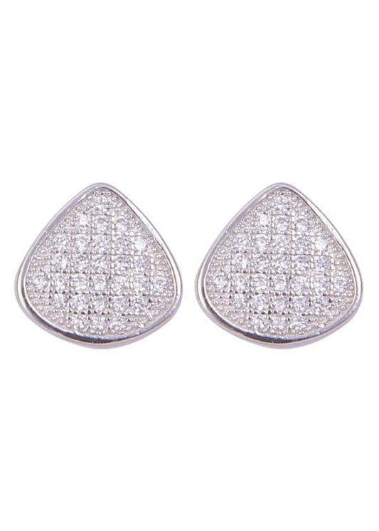 925 Sterling Silver Unique Pair of Triangle Shape Cubic Zircon Studs