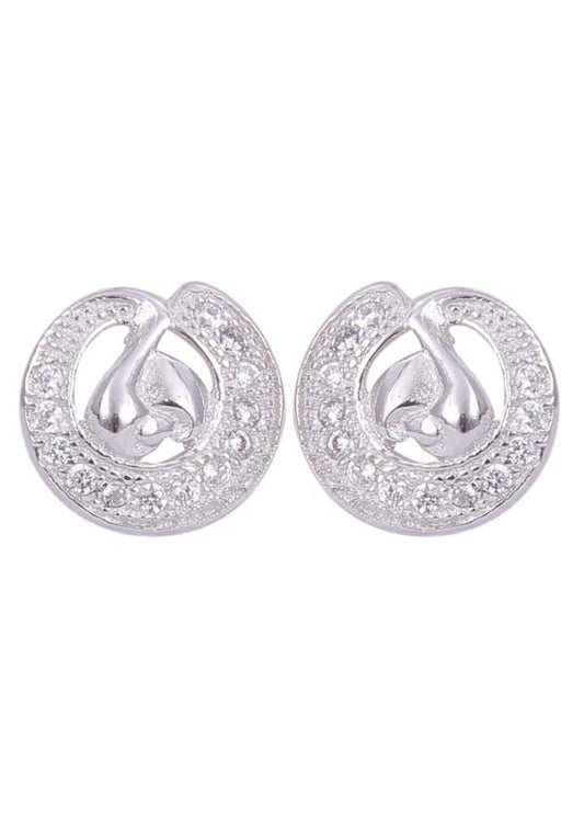 925 Sterling Silver Designer Cubic Zircon Stud Earrings