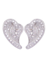 925 Sterling Silver Heart-Shaped Cubic Zirconia Studs Earrings