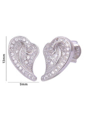 925 Sterling Silver Heart-Shaped Cubic Zirconia Studs Earrings