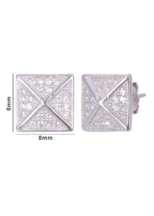 925 Sterling Silver Square Shape Cz Studs
