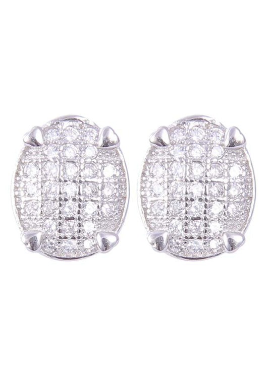 925 Sterling Silver Designer Oval Shape Cz Studs