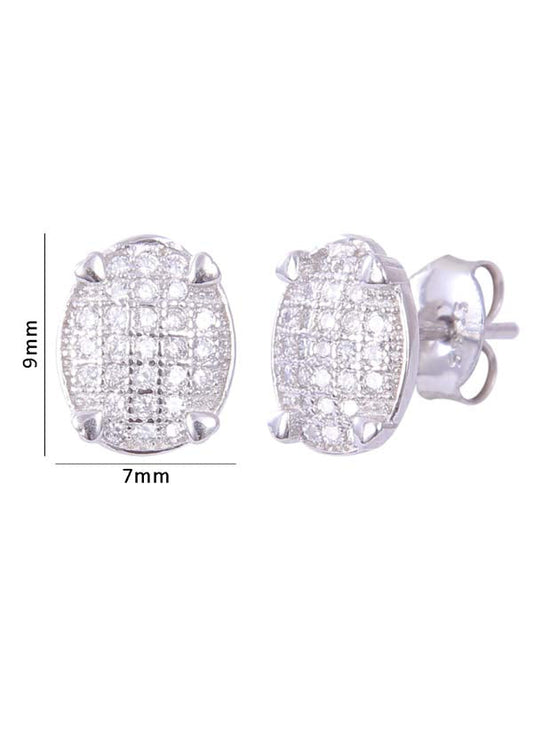 925 Sterling Silver Designer Oval Shape Cz Studs