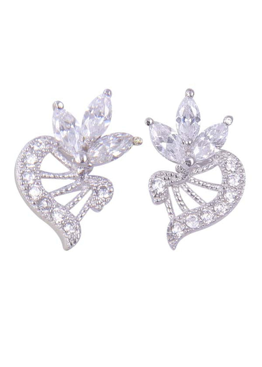 925 Sterling Silver Unique Designer Cz Studs