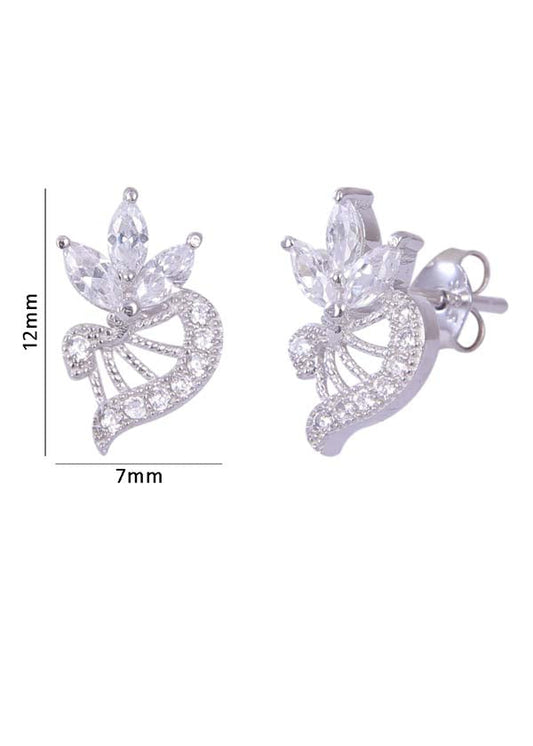 925 Sterling Silver Unique Designer Cz Studs