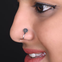 Oxidized Designer Light Weighted Clip on Nose Pin in 92.5 Silver