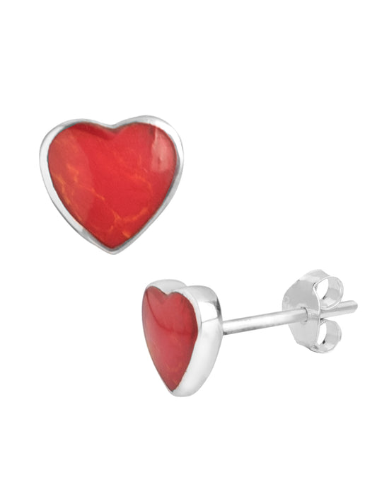 Designer Love Heart Red Studs in 92.5 Sterling Silver