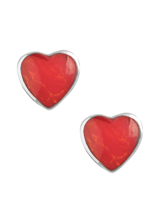 Designer Love Heart Red Studs in 92.5 Sterling Silver