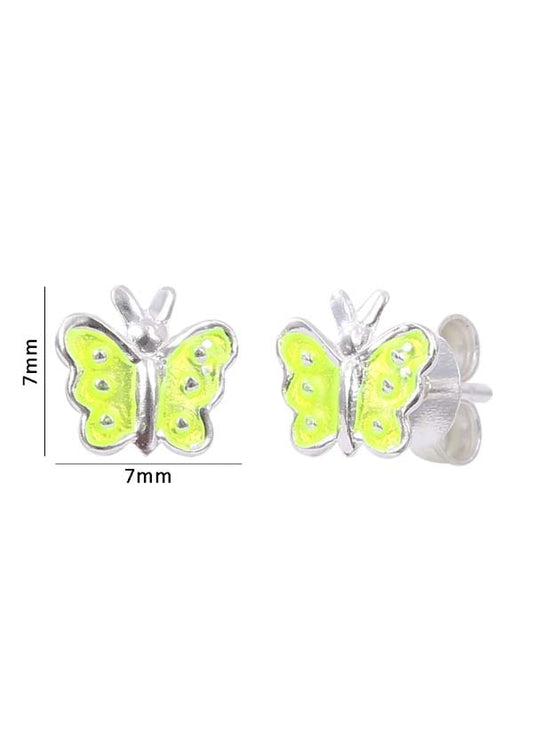 Elegant Yellow Enamel Small Butterfly Studs Earrings