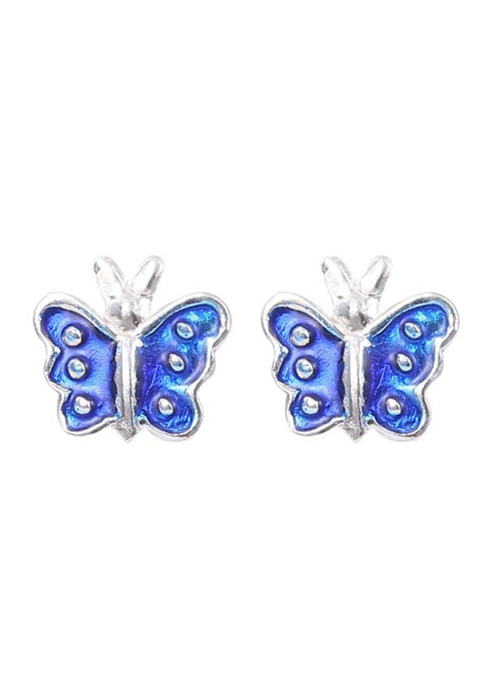 Cute and Elegant Enamel Small Butterfly Blue Studs