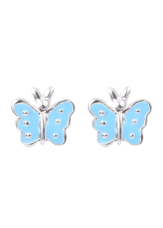 Elegant Enamel Small Butterfly sky Blue Studs Earrings