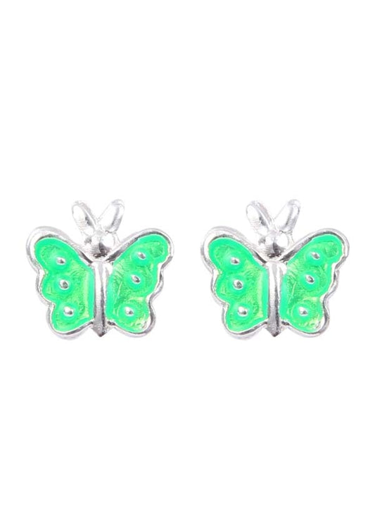Enamel Small Butterfly Green Studs Earrings