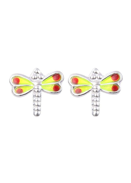 Cute and Beautiful Enamel Dragon Fly 925 Silver Studs Earrings