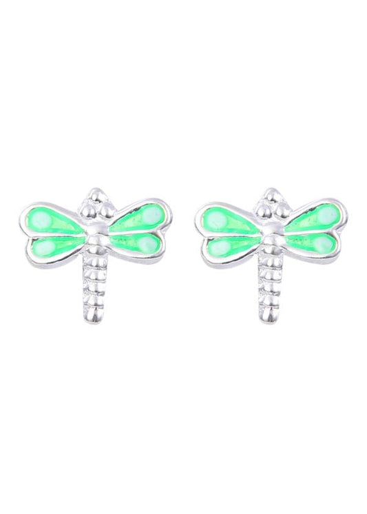 Cute and Beautiful Enamel Dragon Fly 925 Silver Studs Earrings