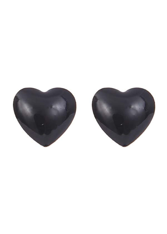 Black Heart Sterling Silver Cute and Elegant Enamel Studs