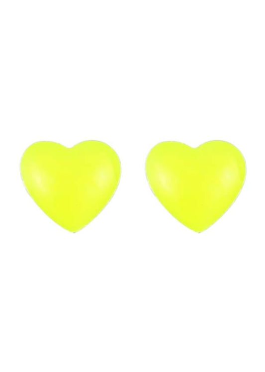 Yellow Heart Sterling Silver Enamel Studs Earrings