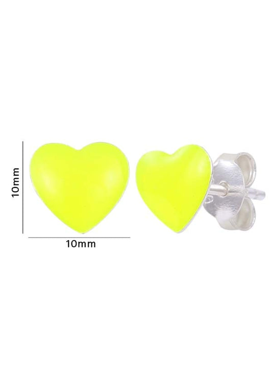 Yellow Heart Sterling Silver Enamel Studs Earrings