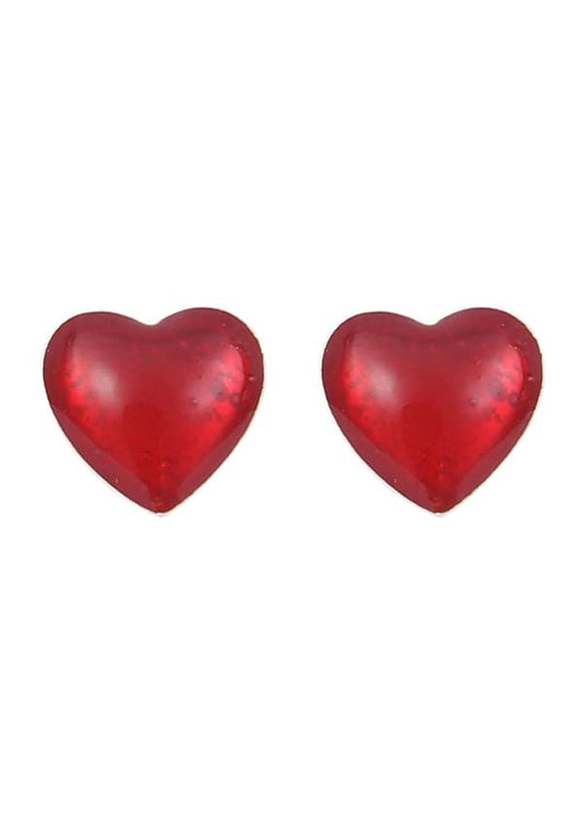 Red Heart Sterling Silver Elegant Enamel Studs Earrings
