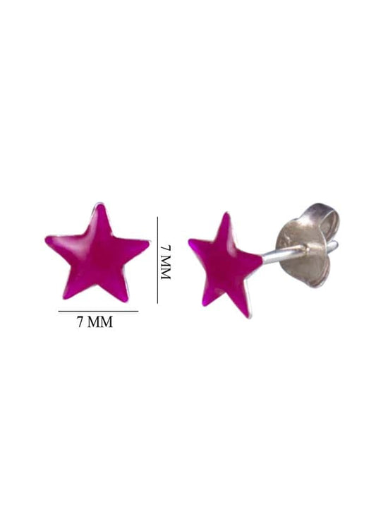 Purple Star  Sterling Silver Enamel Studs Earrings