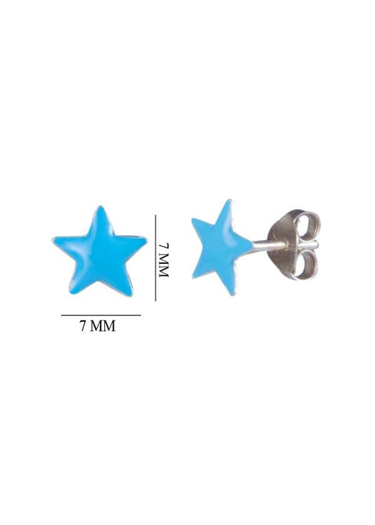 Blue Star Sterling Silver Enamel Studs Earrings