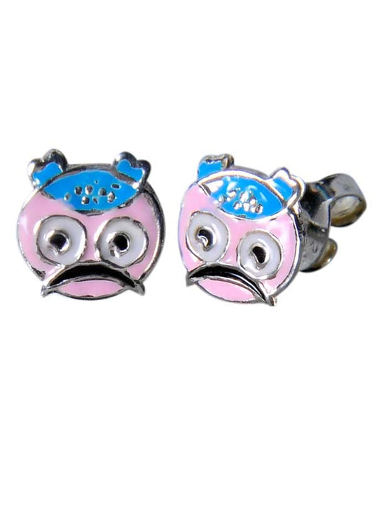 Pure 925 Sterling Silver Cute and Elegant Enamel Studs Earrings