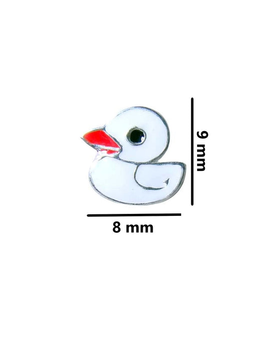 Sterling Silver Cute White Duck Studs