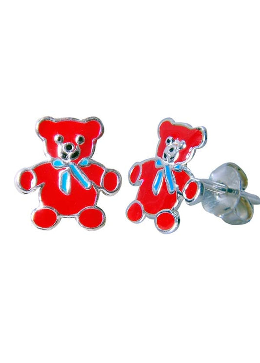 Elegant Enamel Red Teddy Studs