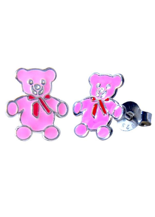 Elegant Enamel Pink Teddy Studs