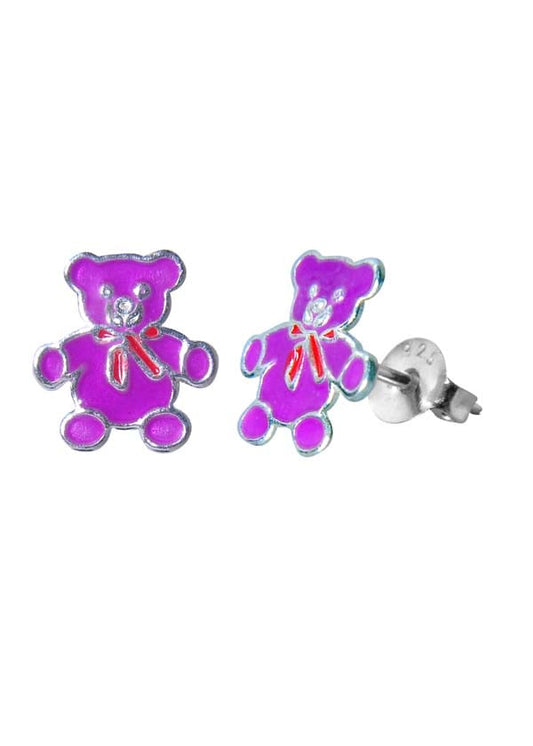 Elegant Enamel Purple Teddy Studs