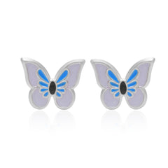 Pure 925 Sterling Silver Cute and Elegant Enamel Butterfly Studs Earrings for Kids