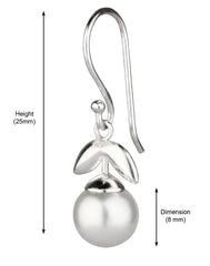 925 Sterling Silver Designer White Pearl Dangle Drop Earrings