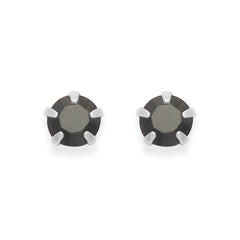 Sterling Silver pair of Round shape 3mm Single Black Cubic Zircon (CZ) Stone Solitaire Stud Earrings