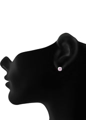 92.5 Sterling Silver Pair of Round Pink 4 mm Stone Piercing Stud Earrings