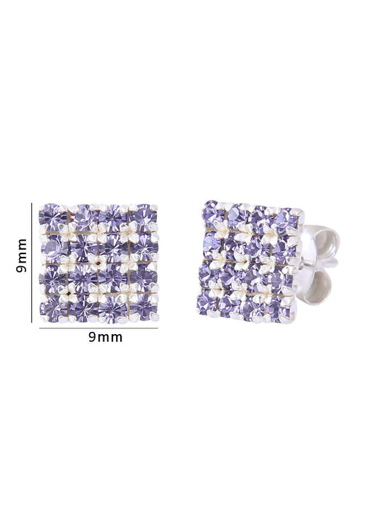 92.5 Sterling Silver Square Studs Earrings Unisex