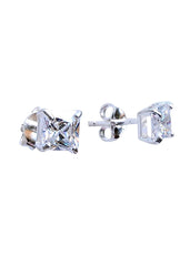 Sterling Silver pair of 5mm Single White Cubic Zircon (CZ) Stone Solitaire Stud Earrings