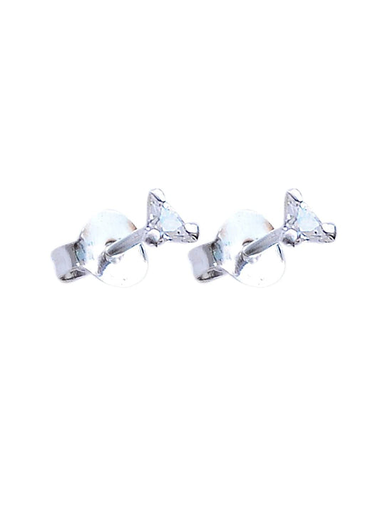 Pair of Triangle shape 3mm White Cubic Zircon (CZ) Stone Solitaire Unisex Stud Earrings