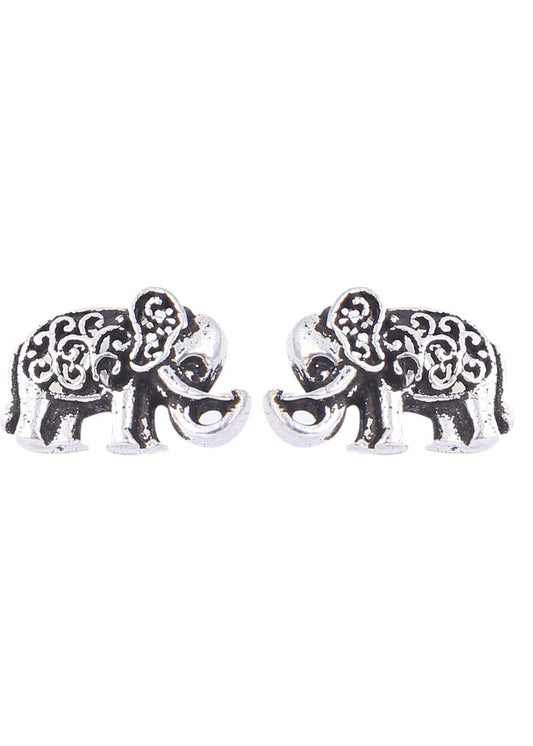 92.5 Sterling Silver  Pair of Elephant Studs in Oxidised Silver