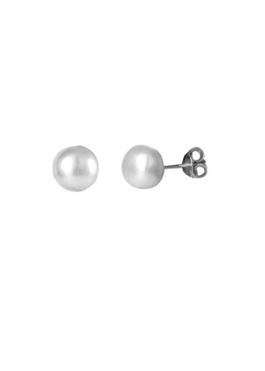 92.5 Sterling silver half round Pearl studs