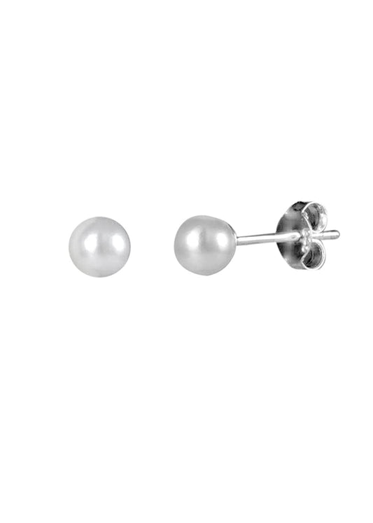 92.5 Sterling silver 4mm very small round Pearl stud