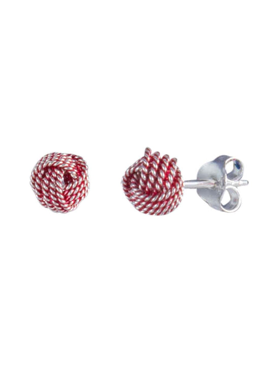 Red Enamel 92.5 Sterling Silver Twisted Knot stud Earrings