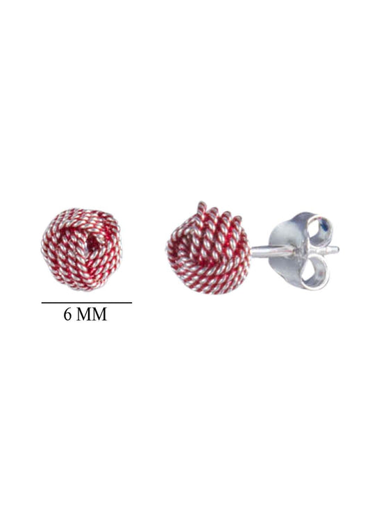 Red Enamel 92.5 Sterling Silver Twisted Knot stud Earrings