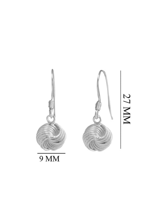 Designer 92.5 Sterling Silver Twisted Knot Hanging Earrings