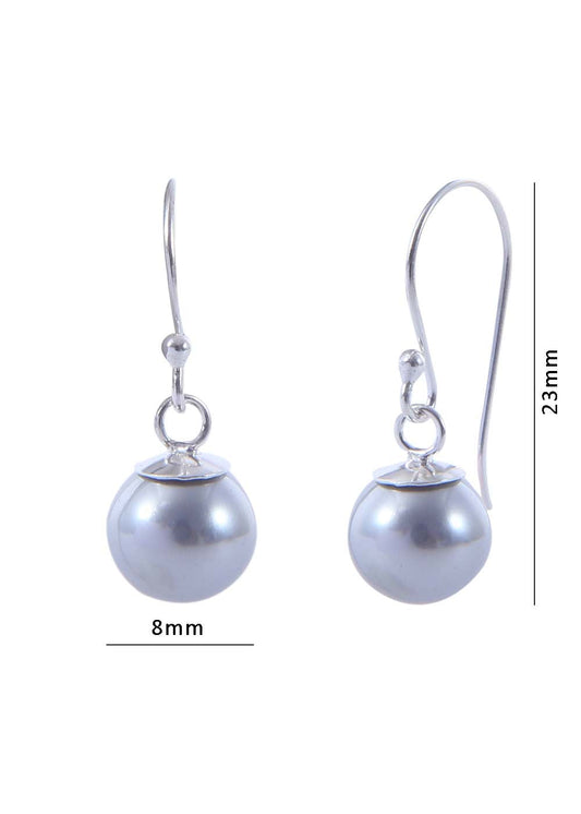 Pair of Silver colour Pearl Hangings with 92.5 Sterling Silver Ear Wire