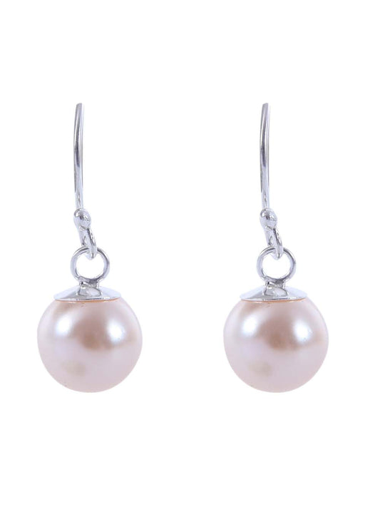 Pair of Creme colour Pearl Hangings with 92.5 Sterling Silver Ear Wire