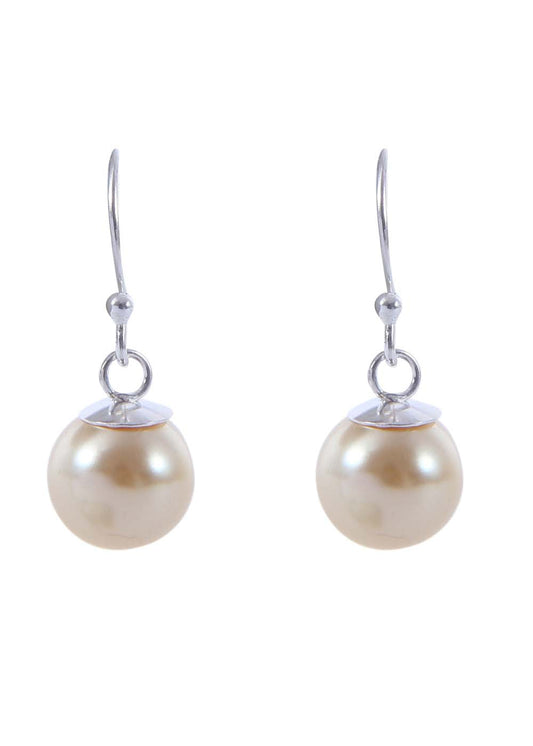 Pair of Yellow Golden colour Pearl Hangings with 92.5 Sterling Silver Ear Wire