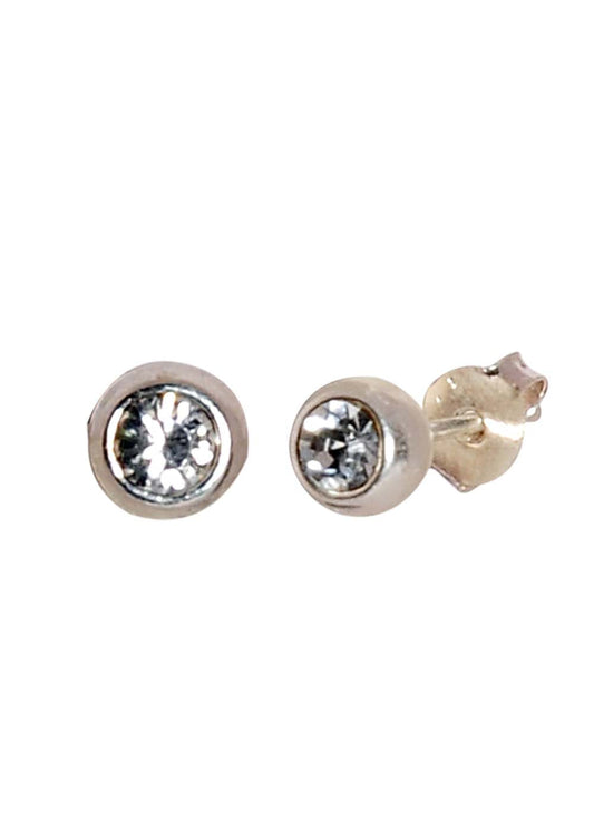 Cute 925 Silver pair of White CZ Stud Earrings