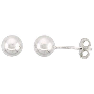 925 Sterling Silver Piercing 6 mm Hollow Ball Stud Unisex Earrings