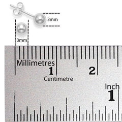 925 Sterling Silver Piercing 3 mm Hollow Ball Stud Unisex Earrings