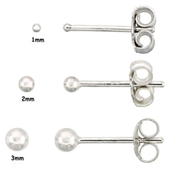 925 Sterling Silver Piercing 1 mm Hollow Ball Stud Unisex Earrings