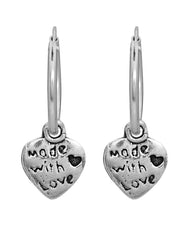 12 mm Hoop with love Heart Hangings in 92.5 Sterling Silver